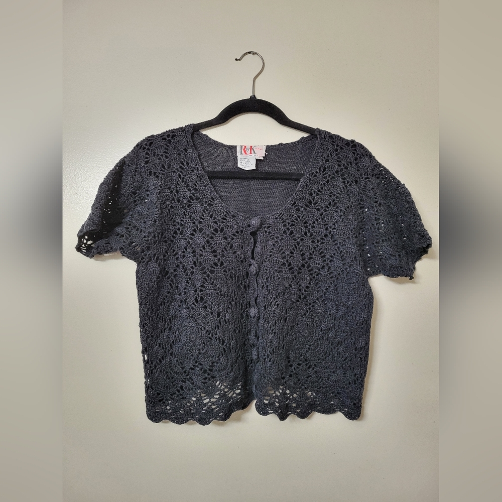 Whimsigoth Black Crochet R&K Orignals Cardigan